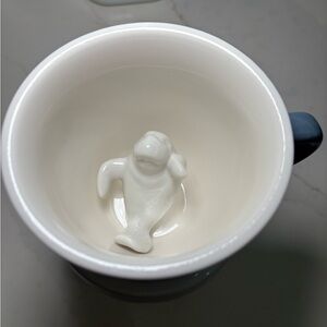 Creature Cups Cute Baby Manatee 3D Blue/Gray & White Ceramic Coffee Cup Mug